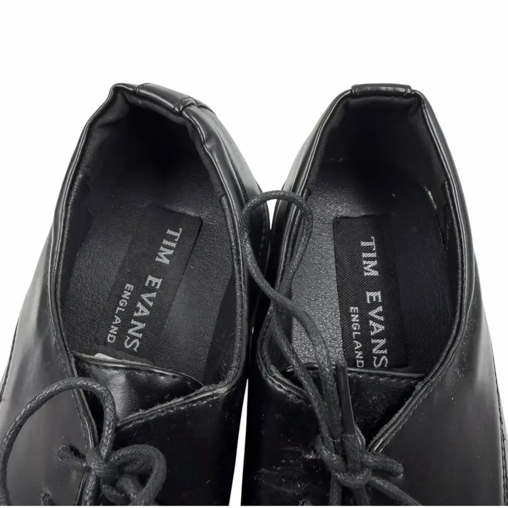 Tim Evans England Black Faux Leather Cap Toe Oxford Dress Shoes Lace Up Men 11